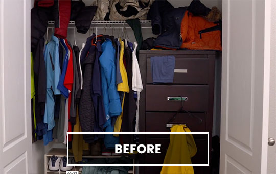 Unorganized Closet Before Hoodie Hanger